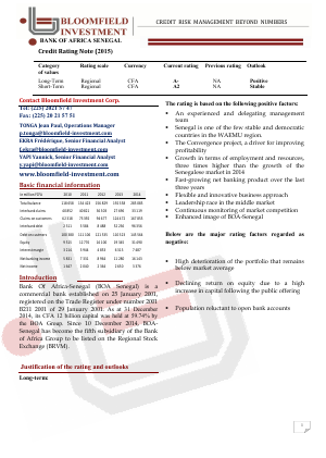 Bloomfield Investment Corporation Fiche De Notation Financi Re Du