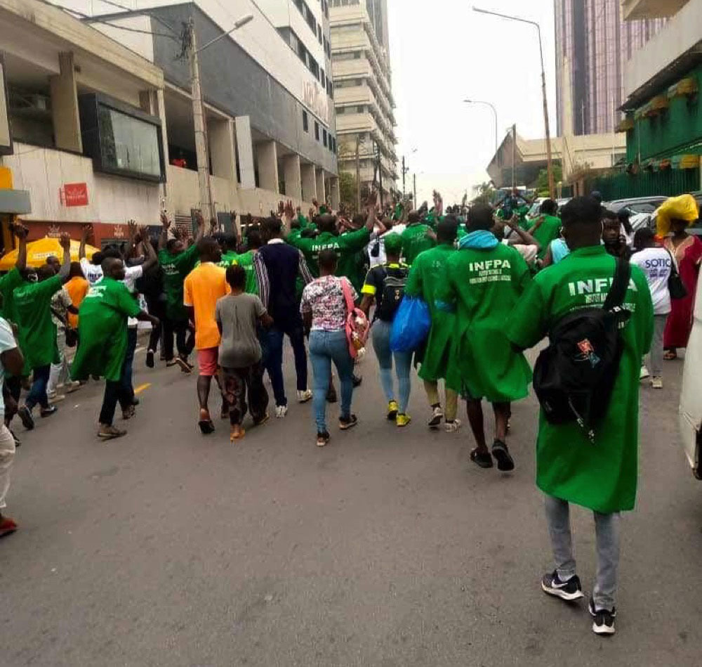 Côte d Ivoire Marche de protestation des étudiants de lINFPA le