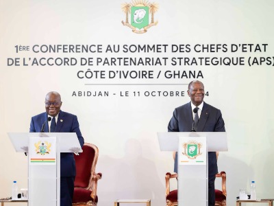 Le Chef de l’État a co-présidé avec son homologue du Ghana, la 1ère Conférence au Sommet de l’Accord de Partenariat Stratégique CI - Ghana