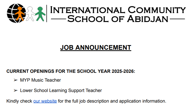 Myp Advertisement Job advertisement : MYP Music Teacher & Lower School Learning Support ...