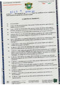 Arrêté N° 0048 du 27 Février 2023 fixant les conditions et les modalités de mise en oeuvre du permis de conduire à points