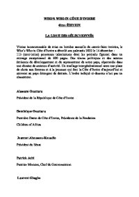 4ème Edition WHO’S WHO en Côte d’Ivoire: Liste des sélectionnés 