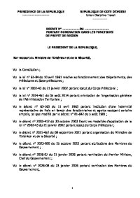 Décret de Nomination des Préfets de Région
