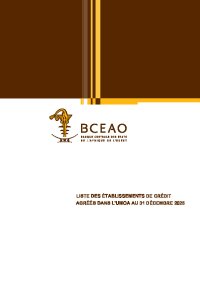 Liste des Établissements de crédit agréés dans L'UMOA au 31 décembre 2025