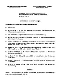 Décret de Nomination des Sous-Préfets