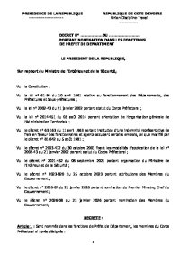 Décret de Nomination des Préfets de Département