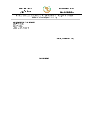 Communiqué du Conseil de Paix et de Sécurité - Les sanctions contre la Côte d’Ivoire levées