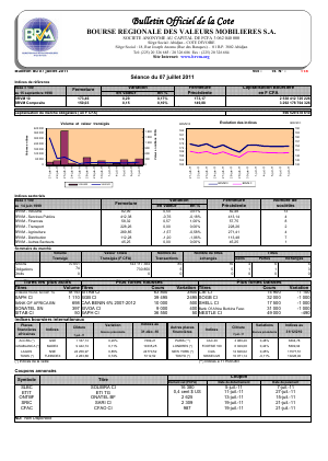 Bulletin Officiel de la Cote BRVM du jeudi 7 juillet 2011
