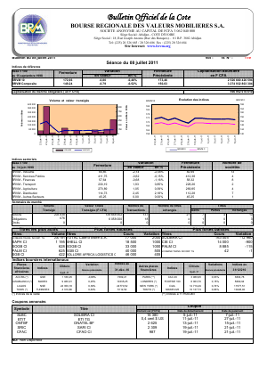 Bulletin Officiel de la Cote BRVM du vendredi 8 juillet 2011