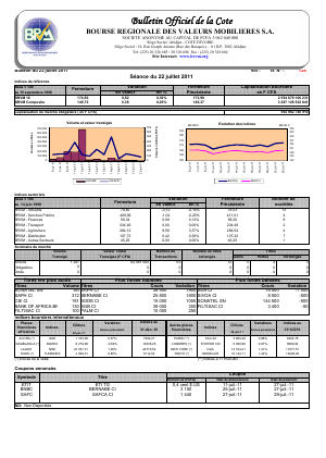 Bulletin Officiel de la Cote BRVM du vendredi 22 juillet 2011