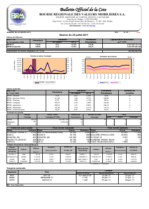 Bulletin Officiel de la Cote BRVM du lundi 25 juillet 2011