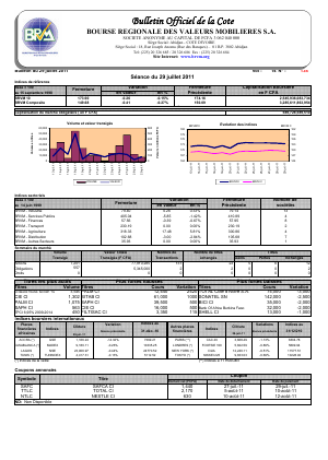 Bulletin Officiel de la Cote BRVM du vendredi 29 juillet 2011