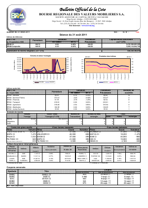  Bulletin Officiel de la Côte BRVM du mercredi 31 Août 2011