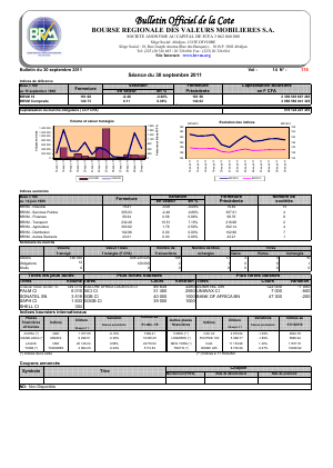 Bulletin Officiel de la Cote BRVM du vendredi30 septembre 2011