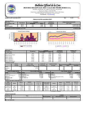  Bulletin Officiel de la Cote BRVM du mardi 08 novembre 2011