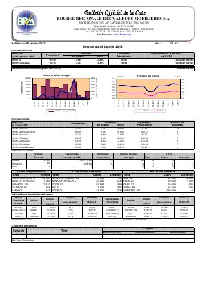  Bulletin Officiel de la Cote BRVM du mercredi 04 janvier 2012