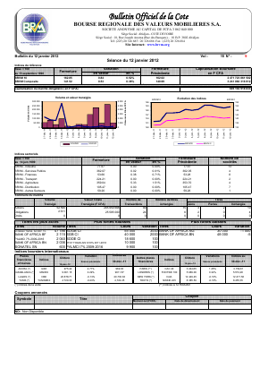 Bulletin Officiel de la Cote BRVM du 12 janvier 2012
