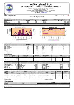 Bulletin Officiel de la Cote BRVM du 18 janvier 2012