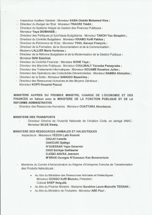 Conseil des ministres du 24 avril 2013 : Liste N 1 des nominations