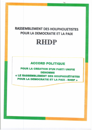 Accord politique pour la création d'un parti unifié dénommé RHDP