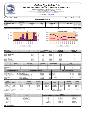 Bulletin Officiel de la Cote BRVM du mercredi 26 juin 2013
