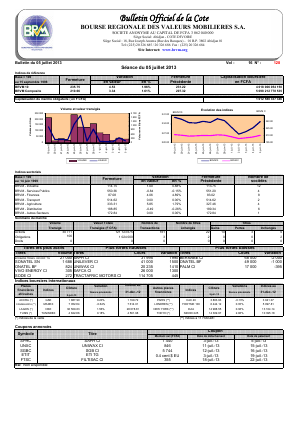 Bulletin Officiel de la Cote BRVM du vendredi 5 juillet 2013