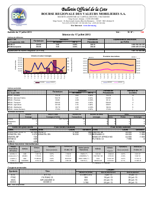 Bulletin Officiel de la Cote BRVM du mercredi 17 juillet 2013