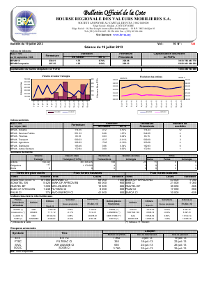 Bulletin Officiel de la Cote BRVM du vendredi 19 juillet 2013