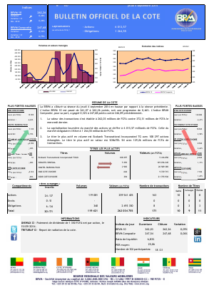 Bulletin Officiel de la Côte BRVM du jeudi 04 septembre 2014