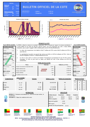 Bulletin Officiel de la Côte BRVM du vendredi 5 septembre 2014