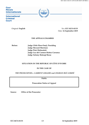 CPI: la procureure fait appel de l’acquittement de Laurent Gbagbo et Charles Blé Goudé