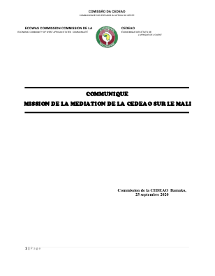 Communiqué final de la mission de la CEDEAO sur le Mali