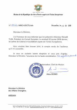 Bruxelles: l`Ambassadeur Abou DOSSO présente ses lettres de créances ...
