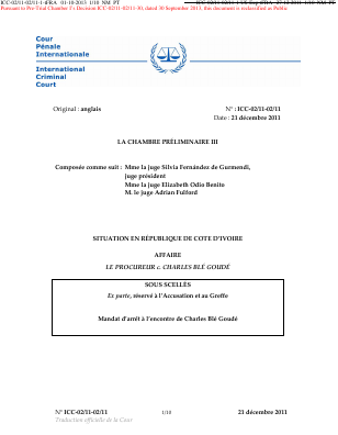 Mandat d’arrêt de Charles Blé Goudé