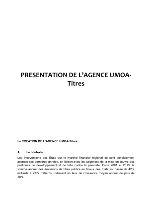 Présentation de l’agence UMOA-TITRES