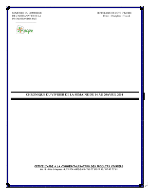 Chronique hebdomadaire de l`OCPV (semaine du 14 au 20 avril 2014)