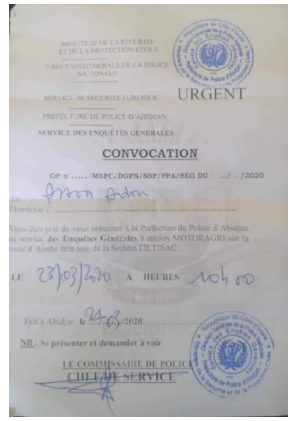 Fpi: Assoa Adou convoqué à la préfecture de police d’Abidjan