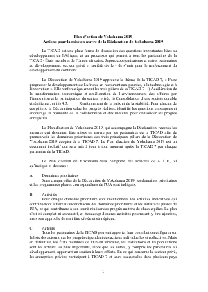 Plan d`action de Yokohama 2019 : Actions pour la mise en oeuvre de la Déclaration de Yokohama 2019