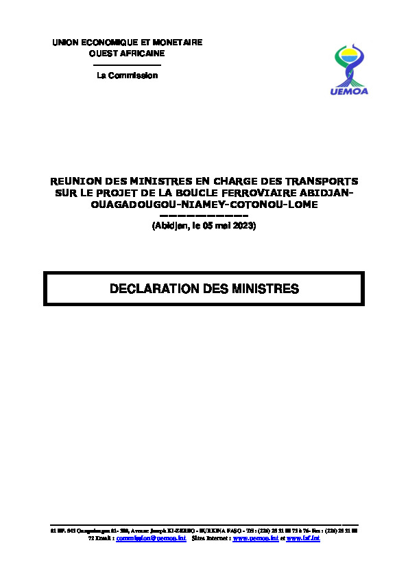 Reunion des ministres en charge des transports sur le projet de la