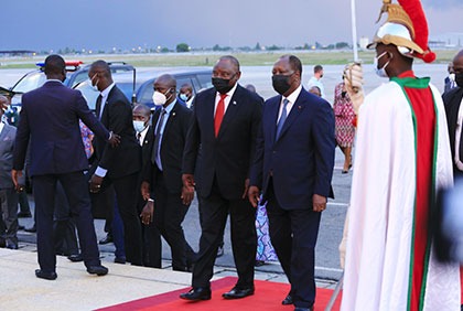 Visite officielle du président sud-africain, Cyril Ramaphosa en Côte d'Ivoire