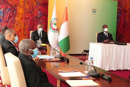Sommet extraordinaire de la Conférence des Chefs d`Etat et de Gouvernement de la CEDEAO par Visioconférence en présence du Président Alassane Ouattara