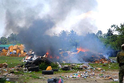 Cérémonie de destruction de produits frappés de prohibition absolue
