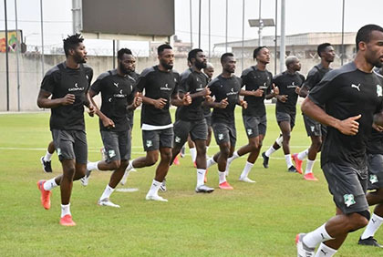 CAN 2021: Première séance d’entraînement des Éléphants à Douala