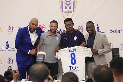 Football/mercato: Cérémonie de présentation de Salomon Kalou dans son nouveau club le Arta solar 7 Djibouti