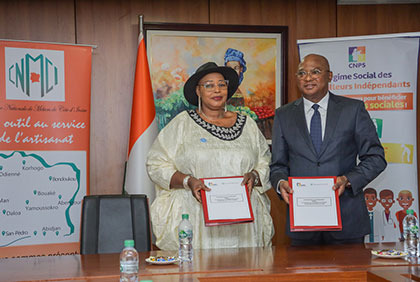 Cérémonie de signature de convention de partenariat entre la caisse nationale de la prévoyance sociale (CNPS) et la chambre nationale de métiers de Côte d'ivoire (CNMCI)