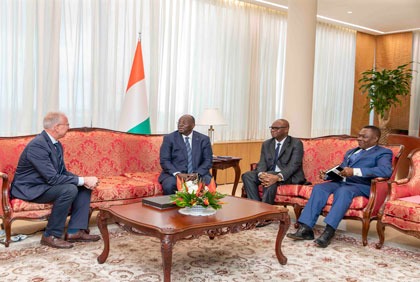 Entretien du Vice-Président de la République, M. Tiémoko Meyliet KONE, avec l'Ambassadeur de la République Fédérale d'Allemagne en Côte d'Ivoire,  S.E. M Ingo HERBERT