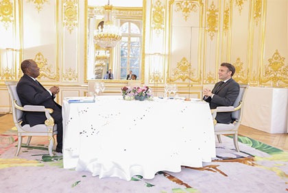 Coopération franco-ivoirienne: déjeuner de travail des Présidents Emmanuel Macroin et Alassane Ouattara à l'Elysée