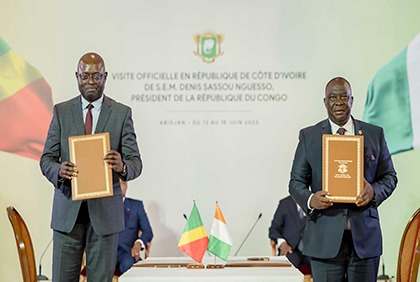 Cérémonie de signature d'Accords bilatéraux entre le Congo et la Côte d'Ivoire