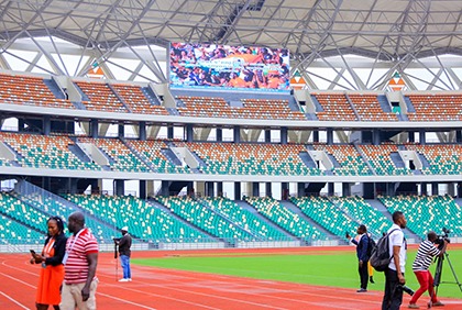 CAN 2023: Visite de présentation des infrastructures du stade Alassane Ouattara d'Ebimpé à la presse