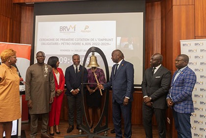 Economie / Première cotation de l'emprunt obligataire de  « Pétro ivoire 6,80 % 2022-2029  »